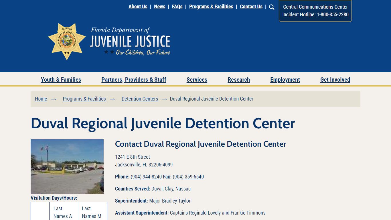 Duval Regional Juvenile Detention Center - Florida Department of ...